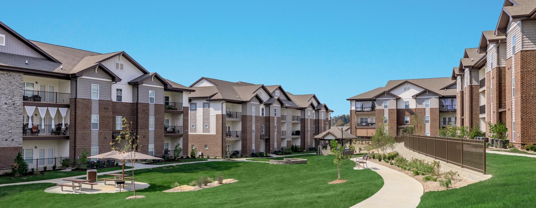 many apartment buildings